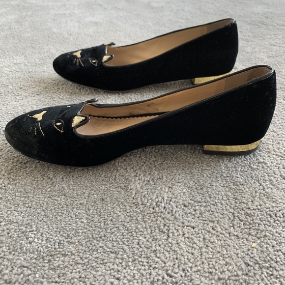 Charlotte Olympia Kitty Flats Black and Gold - Picture 3 of 12